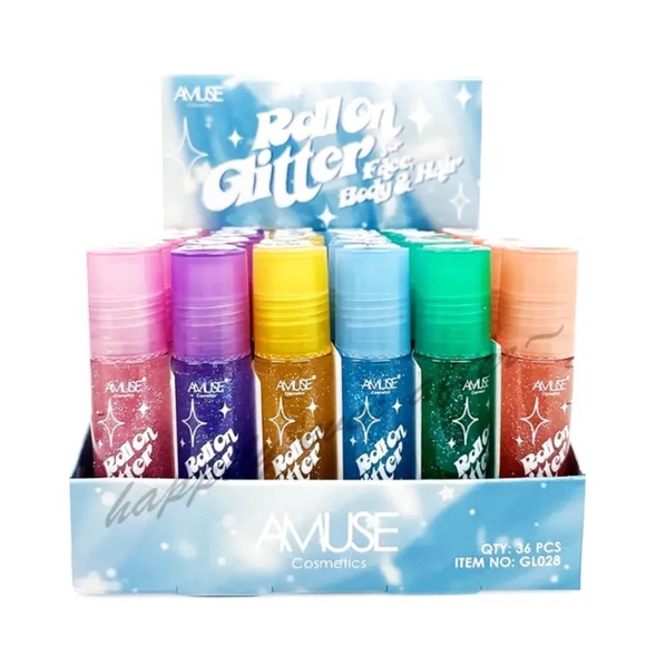 Amuse Roll on Shimmer Face & Body Fruit Scented Summer Glitter Roller 6 PC SET - Picture 2 of 3